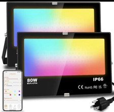LED Flood Light Outdoor 800W Equivalent 8000LM Smart RGB Landscape Lighting WIFI