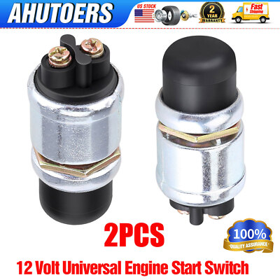 2PCS Universal Engine Start Switch Momentary Push-Button Starter 12 Volt  50A