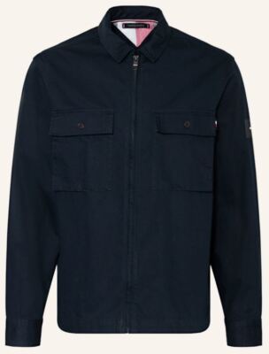 TOMMY HILFIGER Herren Jacke Übergangsjacke Twill Zip Jacket Overshirt blau Gr M