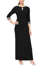 Alex Evenings Black Jersey Keyhole Embellished Jersey Dress Size 8 219