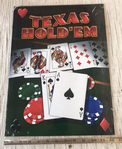 Metal Sign, Texas Hold’Em, Mike Patrick 17 in by 12.5 In