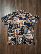 Vintage Aloha Hut Hawaii 100% Rayon Hawaiian Camp Shirt Child 12 Surf Surfboards