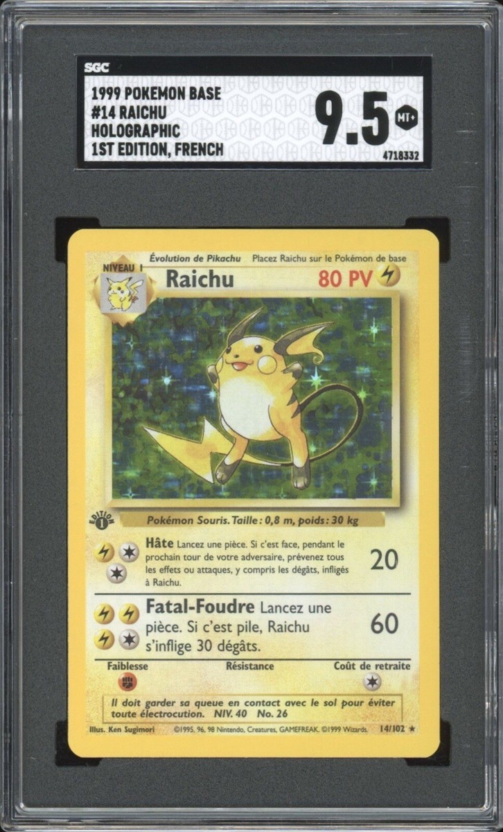 【CGC9】ライチュウ 英語版 初版 1st Edition Base 1999 Pokemon FRENCH 1st Edition Base Set Raichu Holo 14/102 SGC