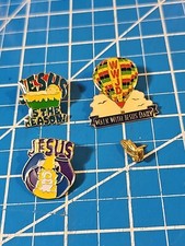 Lot Of 4Religious Lapel / Hat Pins  Jesus Religious And Colorful