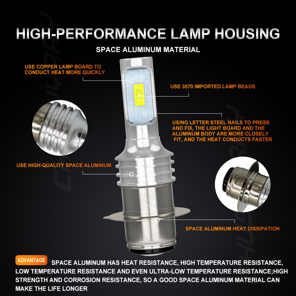 2PC 6000K HID White H6M LED Headlight bulbs For Yamaha Rhino 660 2004