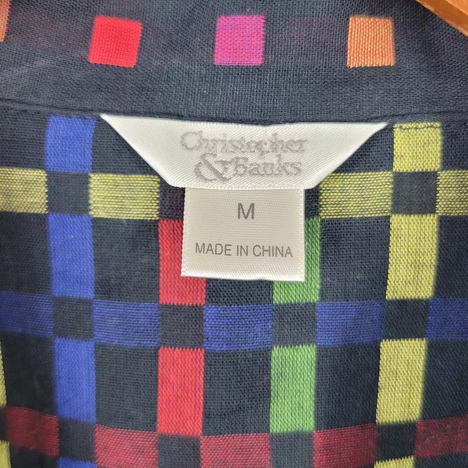 Christopher Banks Jacket sz Medium Blazer Rainbow Check Plaid Career Lightweight - Image 4 of 4