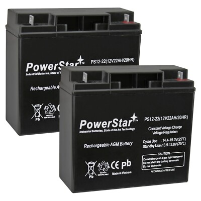 PowerStar 12V 22Ah AGM Battery Replaces Wheelchair / Electric Scooter - 2 Pack
