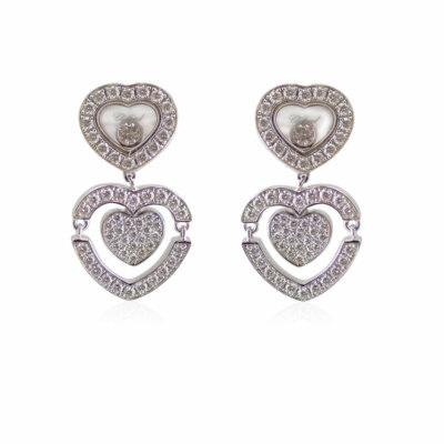 Chopard Happy Amore 18k White Gold 0.62ctw Diamond Heart Earrings