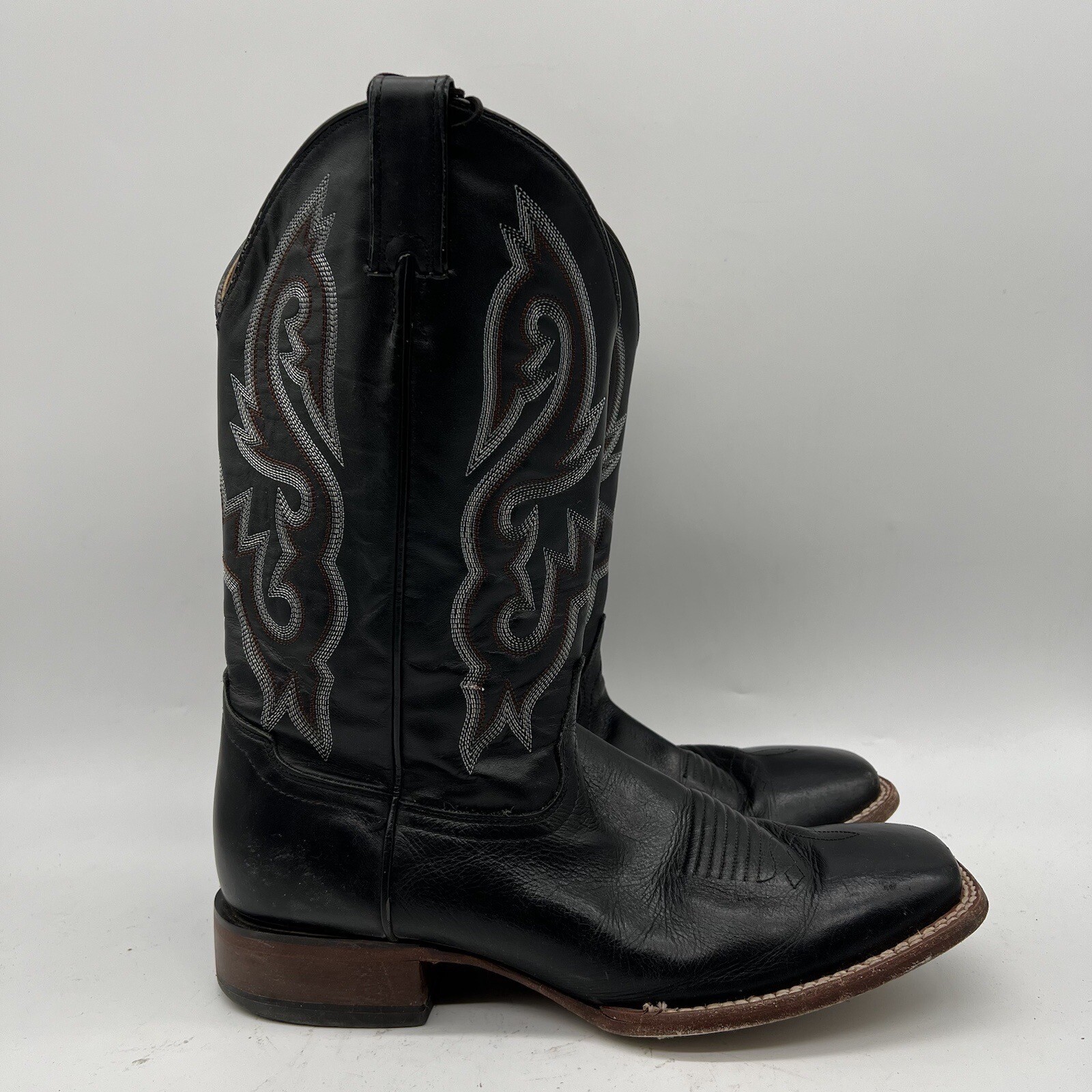 Cody James Men's 10EE Black Leather Square Toe Stockman Cowboy Boots eBay