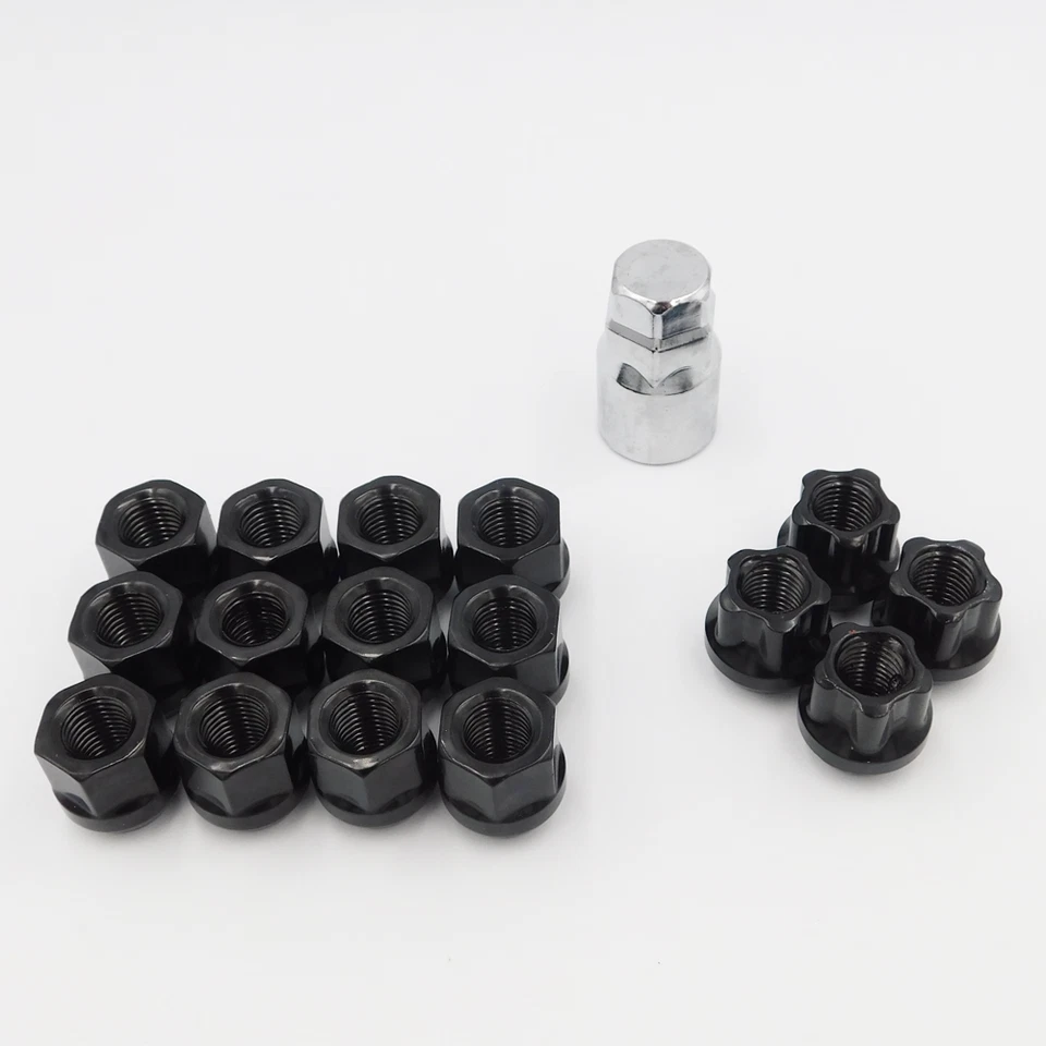 Tuercas de rueda abiertas M12x1,5 (negras) x 12 + cerraduras para Mazda CX-3 CX-5 CX-7 CX-9 Foto 2 de 4