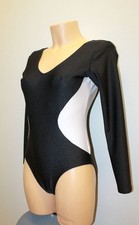 Women Gymnastics Leotard 100-20 Long Sleeve Bottom Closed Black Spandex Size M
