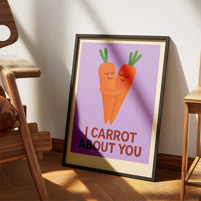 I Carrot About You Poster A3   Retro Art Design | Hochwertiger Plakat