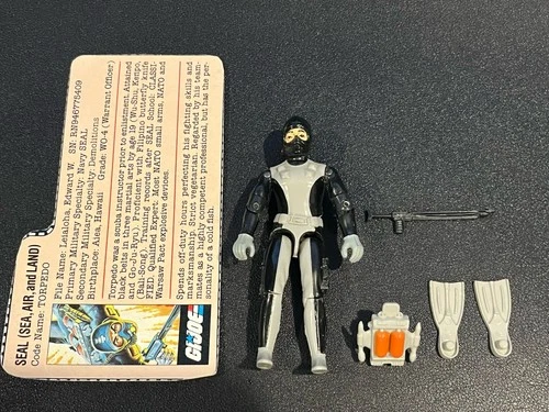 gi joe lot figure 1983 Torpedo 100% complete W/FC Beautiful High Grade