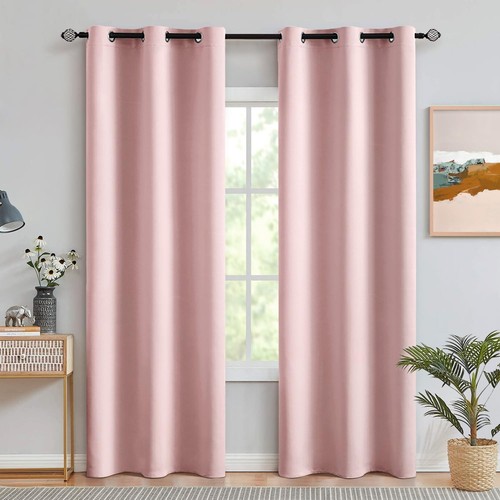 Room Darkening Curtains Thermal Insulated Drapes Solid Window Treatment Set G...