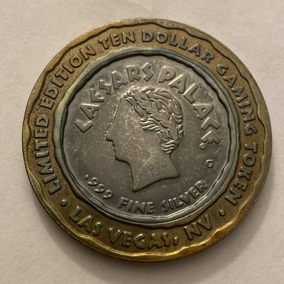 Caesars Palace Silver Strike Token $10 center Is18.66 Grans Of .999 Fine Silver