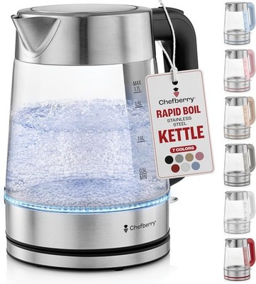 Electric Kettle for Boiling Hot Tea & Water | 1.7L Stainless Steel Borosilicate