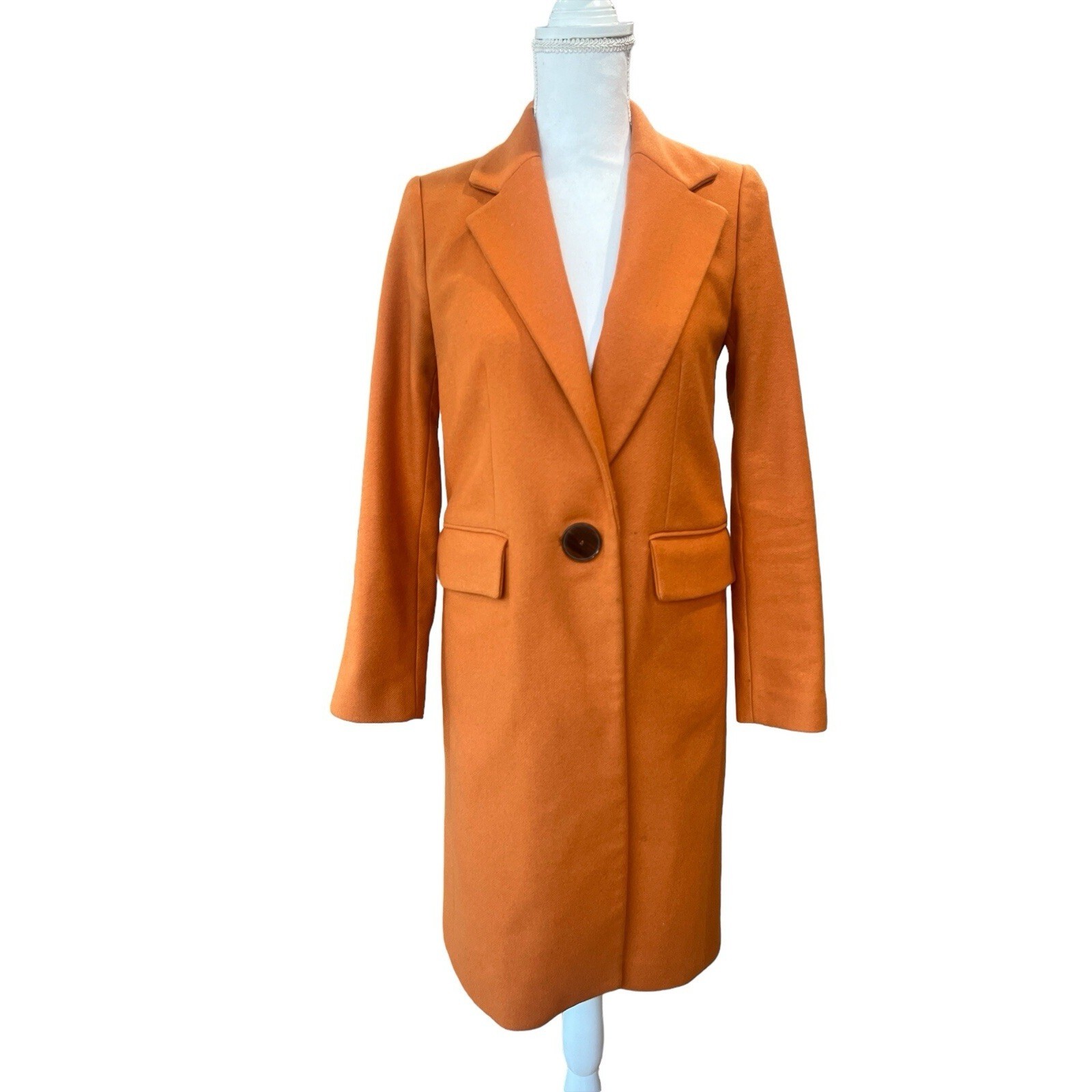 Mango Orange Wool Blend Single Button Blazer Coat… - image 2
