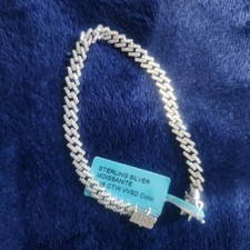 Sterling Silver Moisonite Monaco Link Chain Bracelet Box Clasp 7.5in 5.8mm