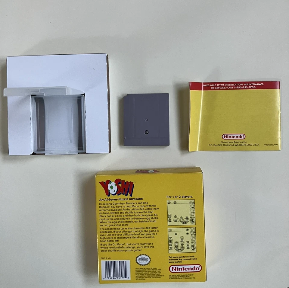 Yoshi Game Boy '92 Game Cartridge Original Box Instruction Manual Inner Tray CIB - Image 3 of 4