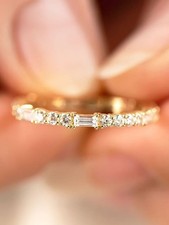 Yellow Gold Cubic Zirconia Stackable Ring For Women Size 6 7 8 9 10