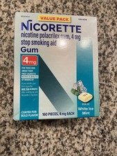 Nicorette Nicotine Gum 4mg White Ice Mint 160 Pcs Exp 07-2028 Free Shipping