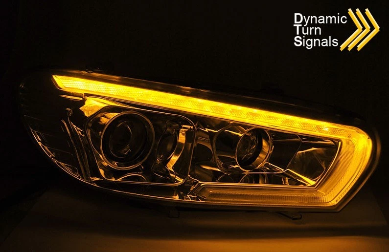 LPVWU3 FARI ANTERIORI DRL LED VW SCIROCCO 2008-2014 FRECCE DINAMICHE NERO Tuning - Immagine 4 di 4