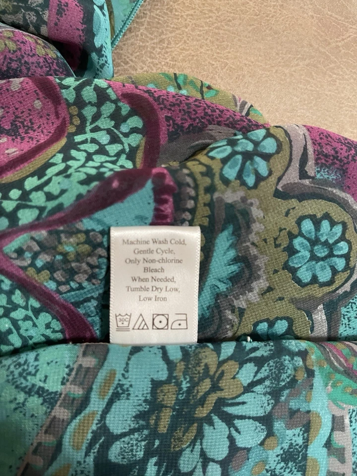 "Bufanda Cold Water Creek Turquesa Ciruela Tostado Negro Cachemira 100 % Poliéster 20""x64""" Foto 4 de 4