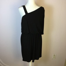 Laundry by Design Mini Dress Size S Womans Black Knit One Shoulder Elastic Waist