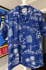 Howie Hawaiian Shirt -Hawaiian Isles Mens L Blue USA Made π΄
