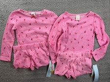2x Cat  Jack Sleepwear Girls Youth XS 4/5 Christmas Waffle Knit Pajama Set