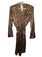 NWT Vintage Kmart Pink K Silky Satin Leopard Print Robe Sz S