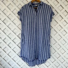 Beachlunchlounge Linen Blend Shirt Dress Beachy Coastal Small