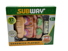SUBWAY Pretend Play Food Sandwich Maker Playset-12 Pieces Pretend Money - NIB