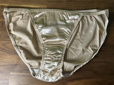 Vintage Hanes Her Way Second Skin Satin Panties Sz 7 Bronze String Bikini Shiny