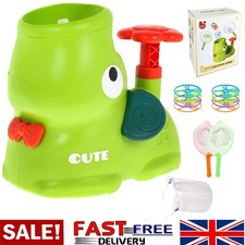 Kids Elephant Flying Saucer Disc Launcher Toy 8 Discs 2 Catchers Foot Pedal Game