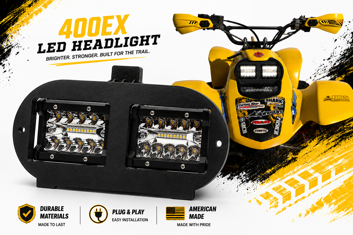 Honda 400ex Headlight ASSEMBLY: Aftermarket Pod light Headlight