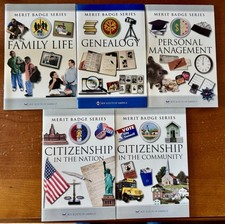BSA BOY SCOUTS Merit Badge Series 5 Book Lot Family Life, Citizenship, Genealogy