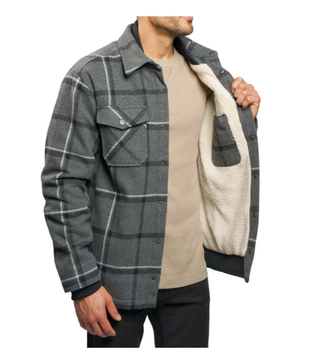 Jachs Men’s Sherpa Lined Wool Blend Shirt Jacket Heavyweight Black Size M