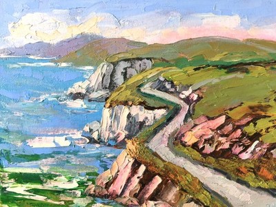 Seascape Original Painting Oil on Canvas board 24x30cm California Impasto Art