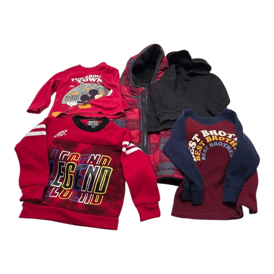 Lote de 4 roupas infantis masculinas 18-24M Puma com capuz jeans vermelho/cinza... - Imagem 2 de 4