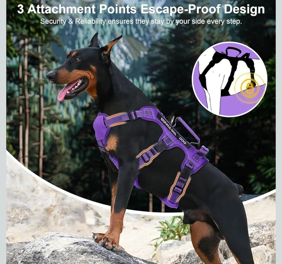 Escape Proof Dog Harness for Small Medium Dogs Six Point Adjustable (S/M) Purple - Image 2 of 4