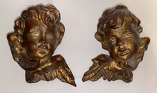 Pair of Vintage Italian Rococo-Style Putti Cherub Wall Plaques with Heart Cartouche — listing 5