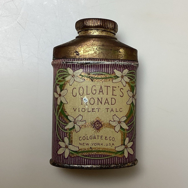 Colgate Violet Talc Boric-Antiseptic Talcum Powder Advertising Tin, 1906