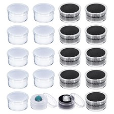 CHGCRAFT 20Pcs 2 Colors Mini Round Stone Box Small Loose Diamond Black White