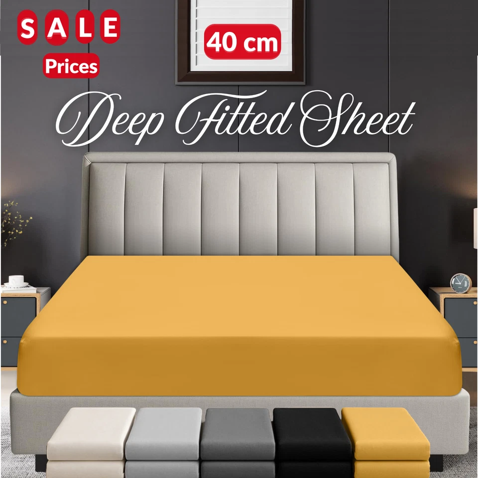 HAMPSHIRE BEDDING Extra Deep Fitted Sheet King Size 40CM Ultra Soft Double Bed Sheets Super King