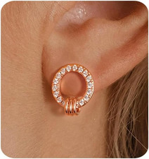 Gold Earrings for Women Trendy 14K Gold Plated Cubic Zirconia Stud Earrings Smal