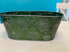 Christmas Planter Green With Snow Flakes 15 x...