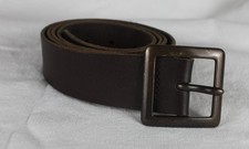 Vintage Genuine Leather Belt Dark Brown Made in USA Unisex Square Buckle 2XL