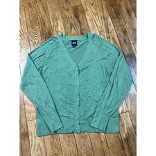GAP Womens Green Cardigan Sweater Long Sleeve Button Up Casual Soft Comfy