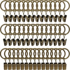 WeeksEight 44 Pack Bronze Curtain Rings with Clips, Curtain Hooks Hangers Cli...